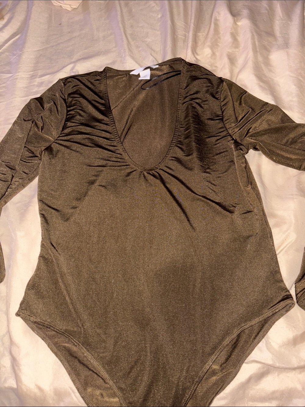 H&M Brown Deep V-Neck Long Sleeve Bodysuit